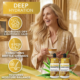 BELLISSO Blonde Shampoo and Conditioner Set lifestyle scene