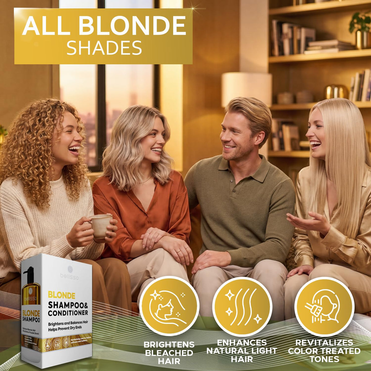BELLISSO Blonde Shampoo and Conditioner Set with ingredients