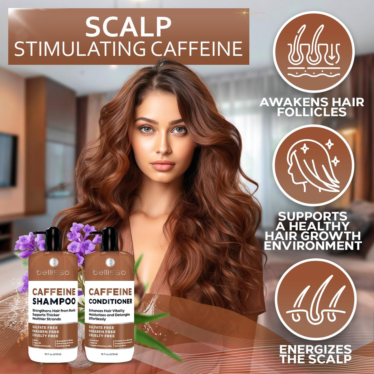 BELLISSO Caffeine Shampoo bottle with label