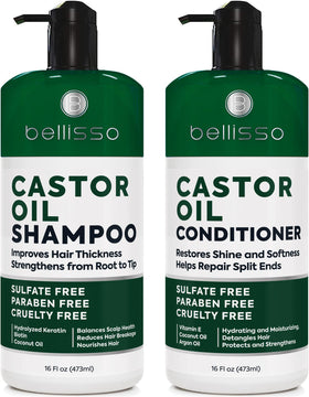 BELLISSO Castor Oil Shampoo and Conditioner Set front view