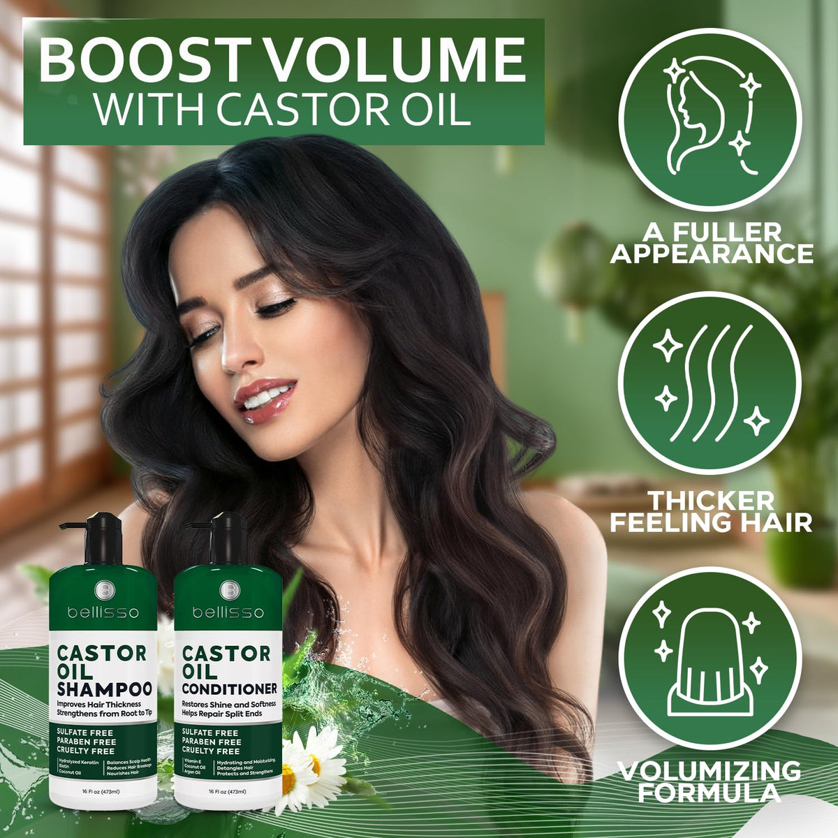BELLISSO Castor Oil Shampoo bottle with label