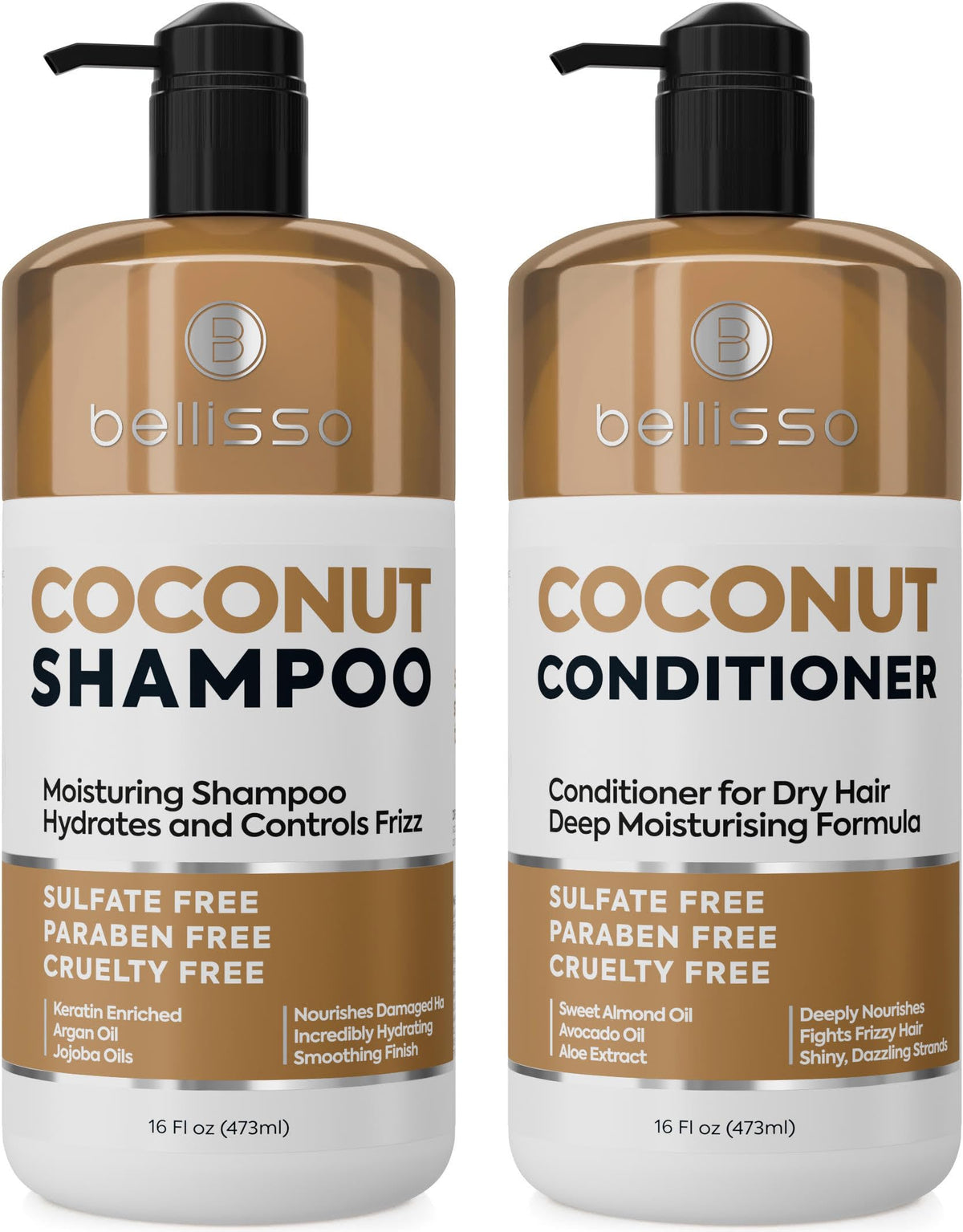 BELLISSO Coconut Shampoo and Conditioner Set front view