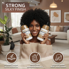BELLISSO Coconut Shampoo and Conditioner Set with coconut background