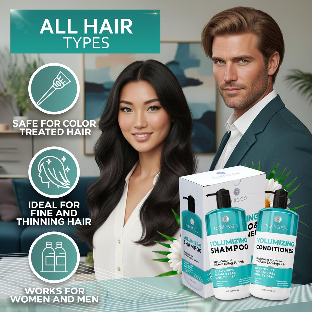 BELLISSO conditioner being applied to hair