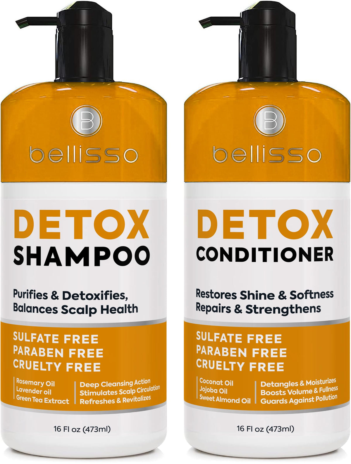 BELLISSO Detox Shampoo and Conditioner Set front view with packaging