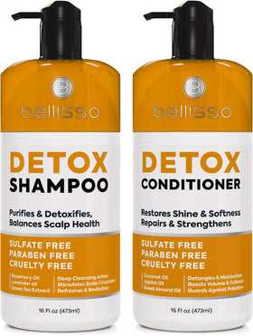 BELLISSO Detox Shampoo and Conditioner Set front view with packaging