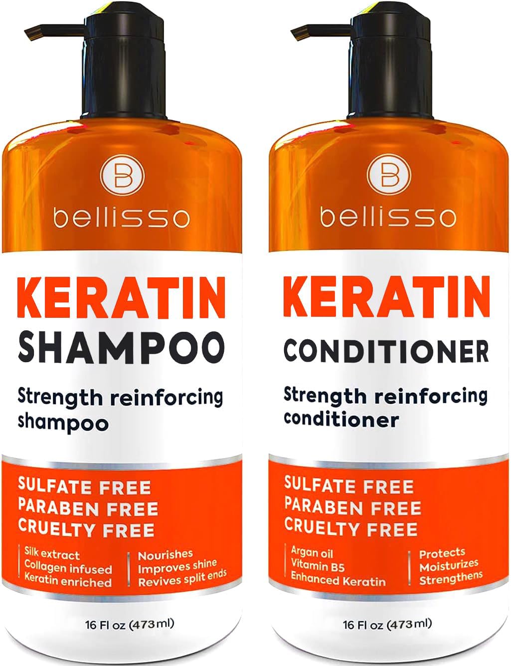 BELLISSO Keratin Shampoo and Conditioner Set front view