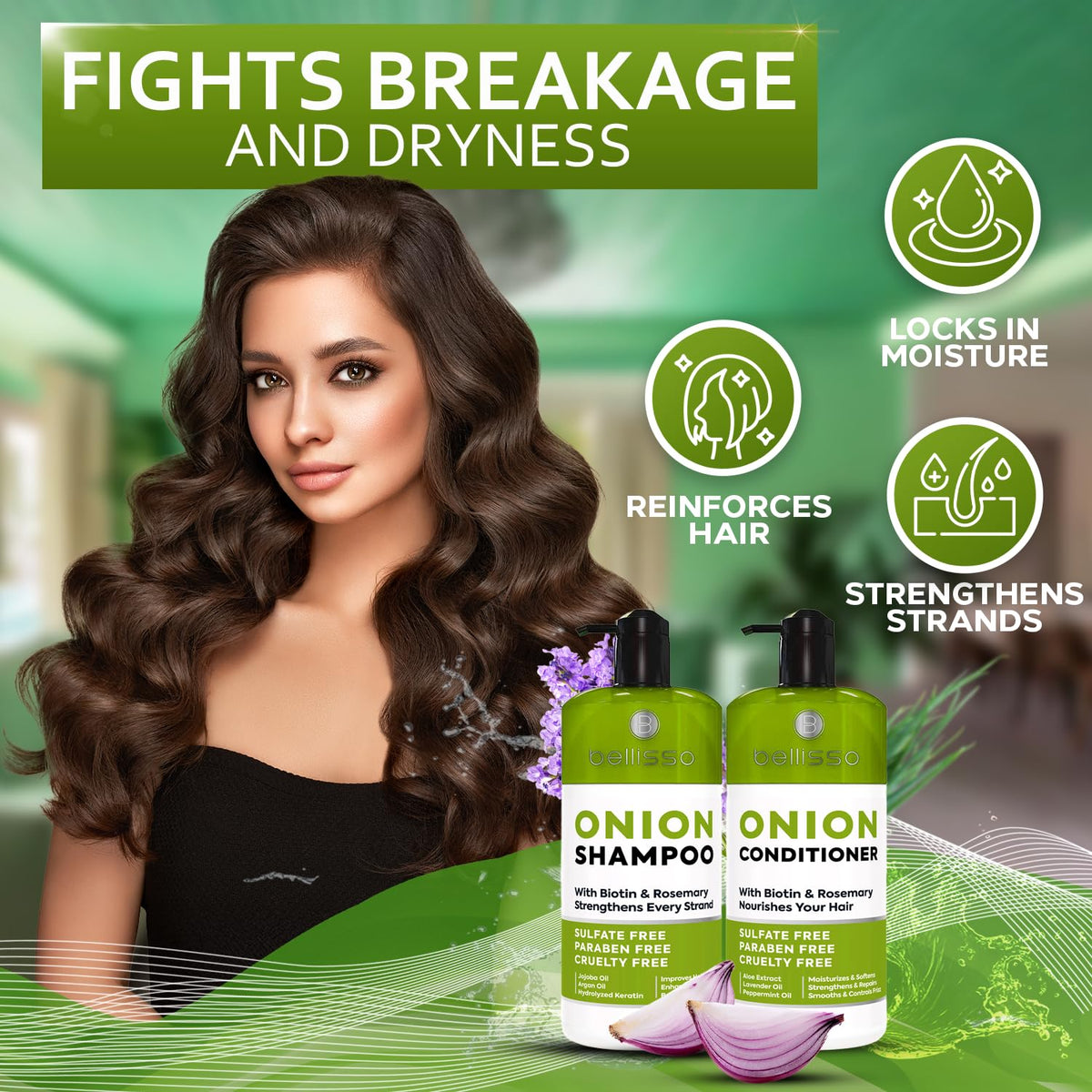 BELLISSO Onion Shampoo and Conditioner Set side view