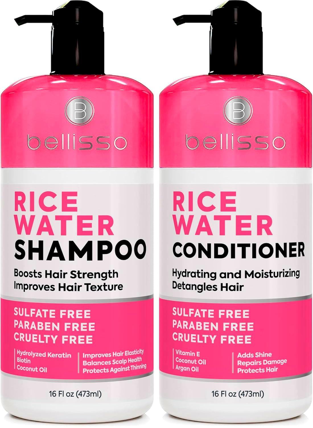 BELLISSO Rice Water Shampoo and Conditioner Set front view
