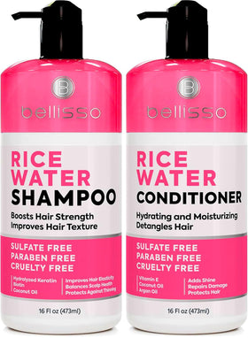 BELLISSO Rice Water Shampoo and Conditioner Set front view