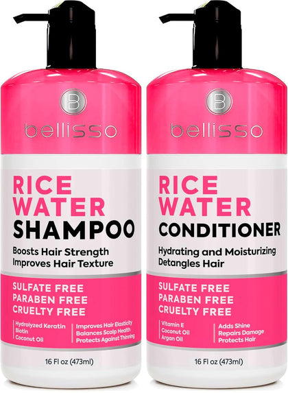BELLISSO Rice Water Shampoo and Conditioner Set front view