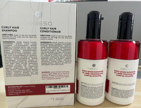 BELLISSO shampoo and conditioner set next to a towel