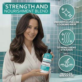 BELLISSO shampoo and conditioner set on a bathroom shelf