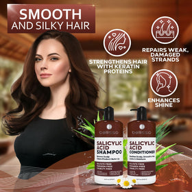 BELLISSO shampoo and conditioner set on a bathroom shelf