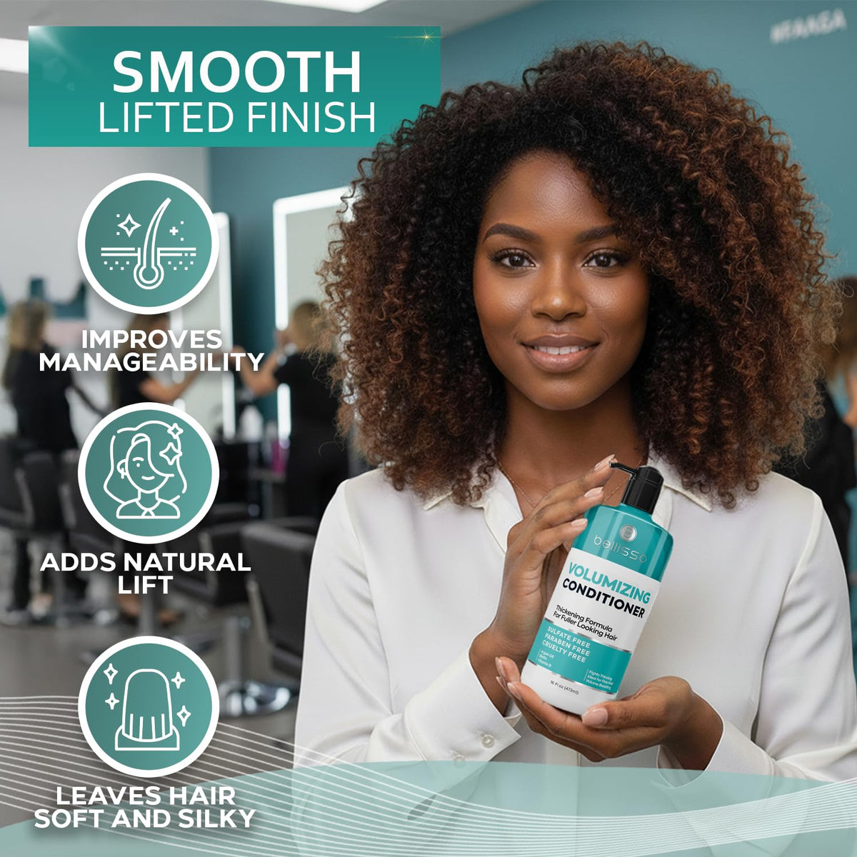 BELLISSO shampoo and conditioner set with natural background