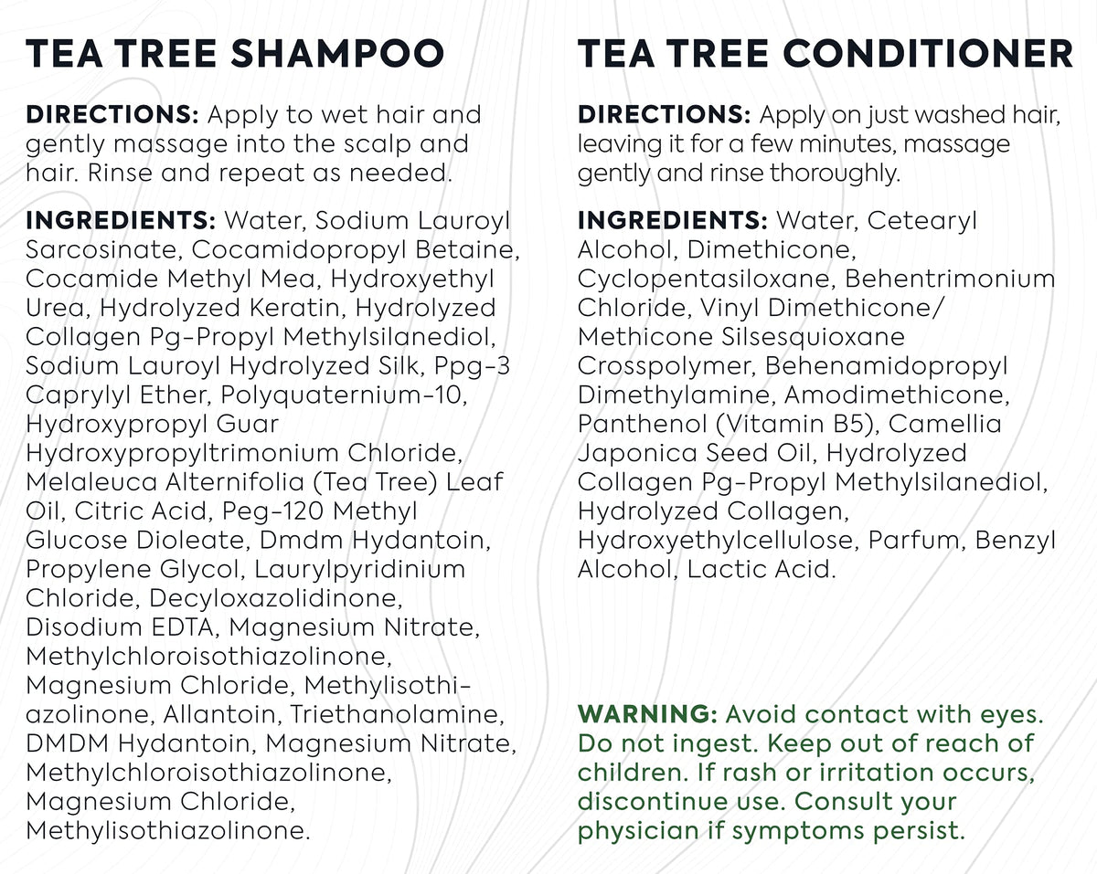 BELLISSO Tea Tree Shampoo and Conditioner Set with natural ingredients
