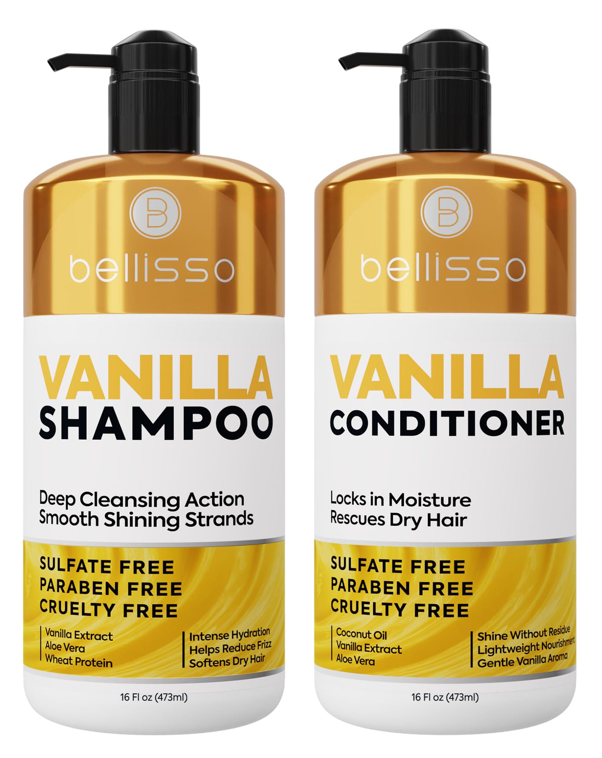BELLISSO Vanilla Shampoo and Conditioner Set front view