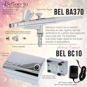 Belloccio airbrush makeup system components laid out