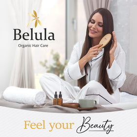 Belula boar bristle brush in use on fine hair