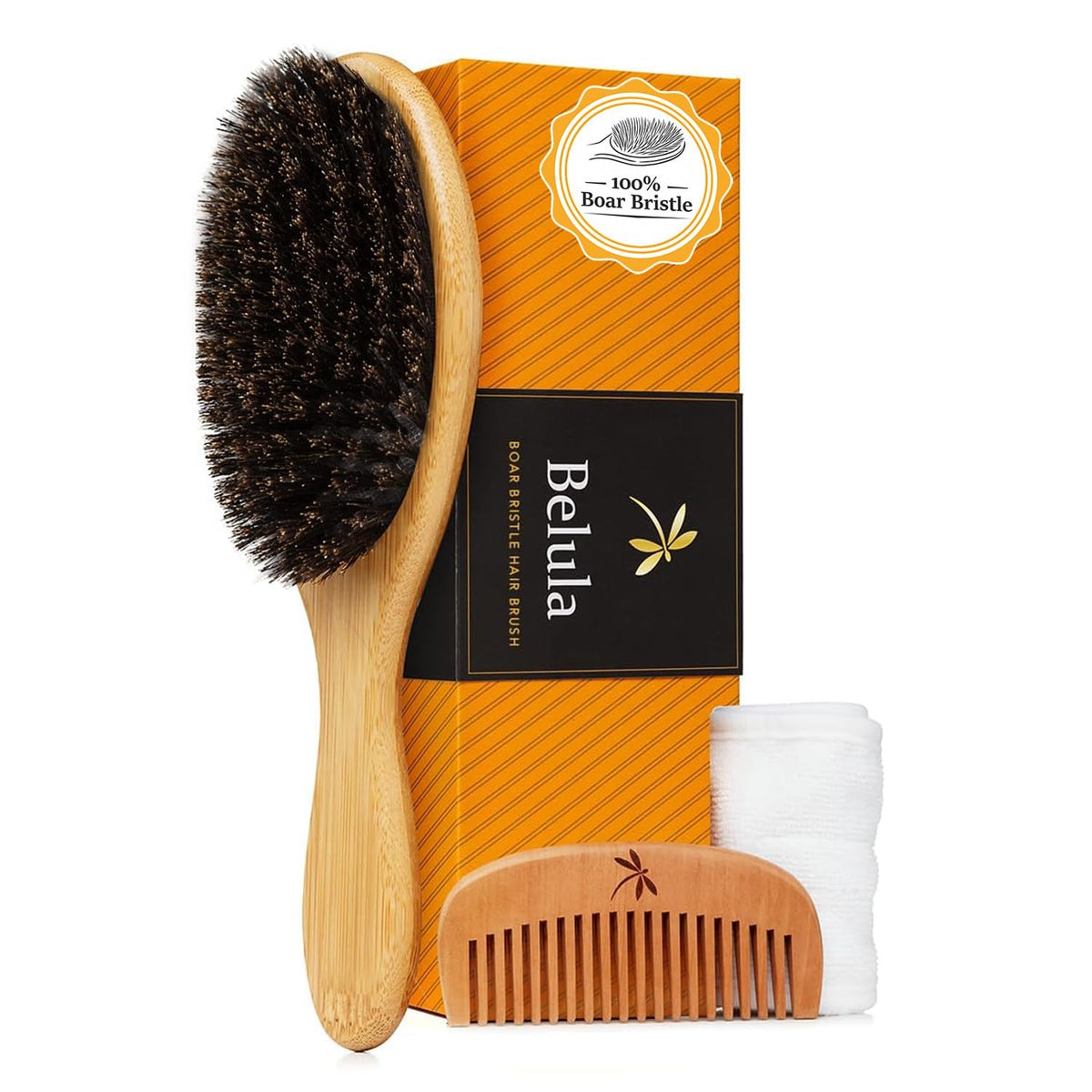 Belula Boar Bristle Hair Brush Set including brush and comb