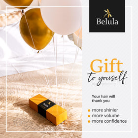 Belula hair brush set displayed on a bathroom counter
