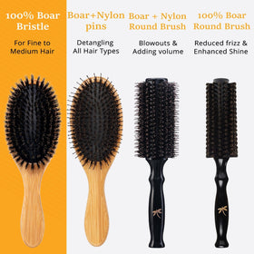 Belula hairbrush on a vanity with hair products