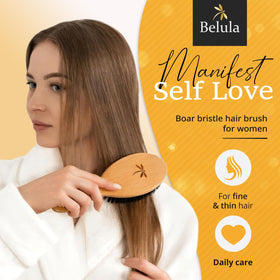 Belula hairbrush set with wooden detangling comb and headband
