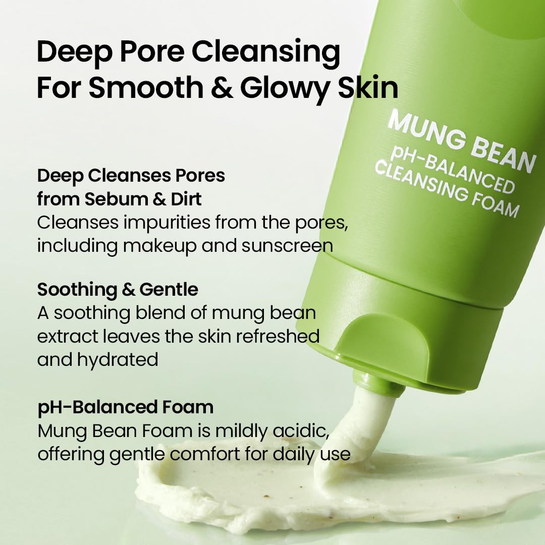 beplain Mung Bean Cleansing Foam back view with ingredients list