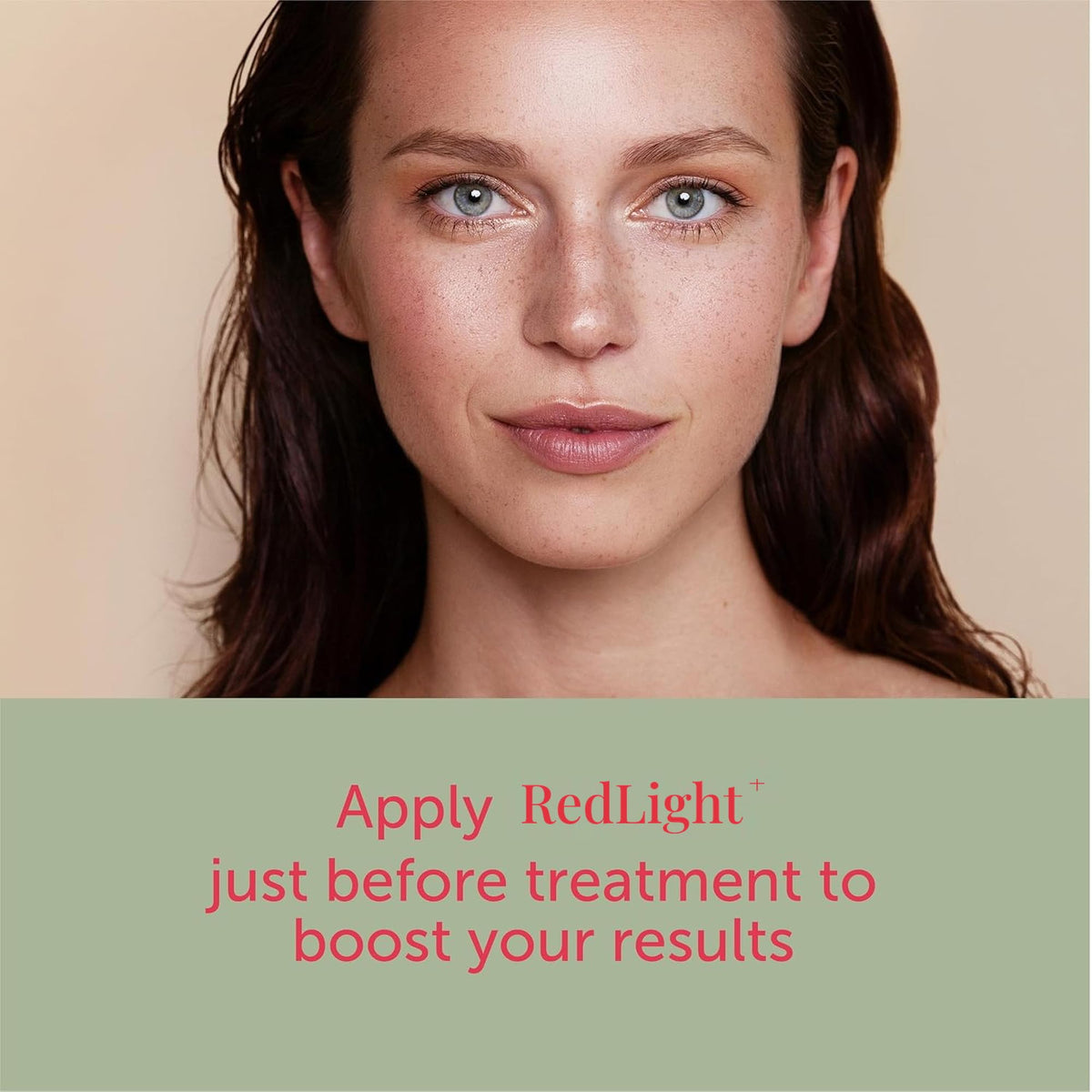Berkland Matcha Red Light Activation Serum in use with a red light device