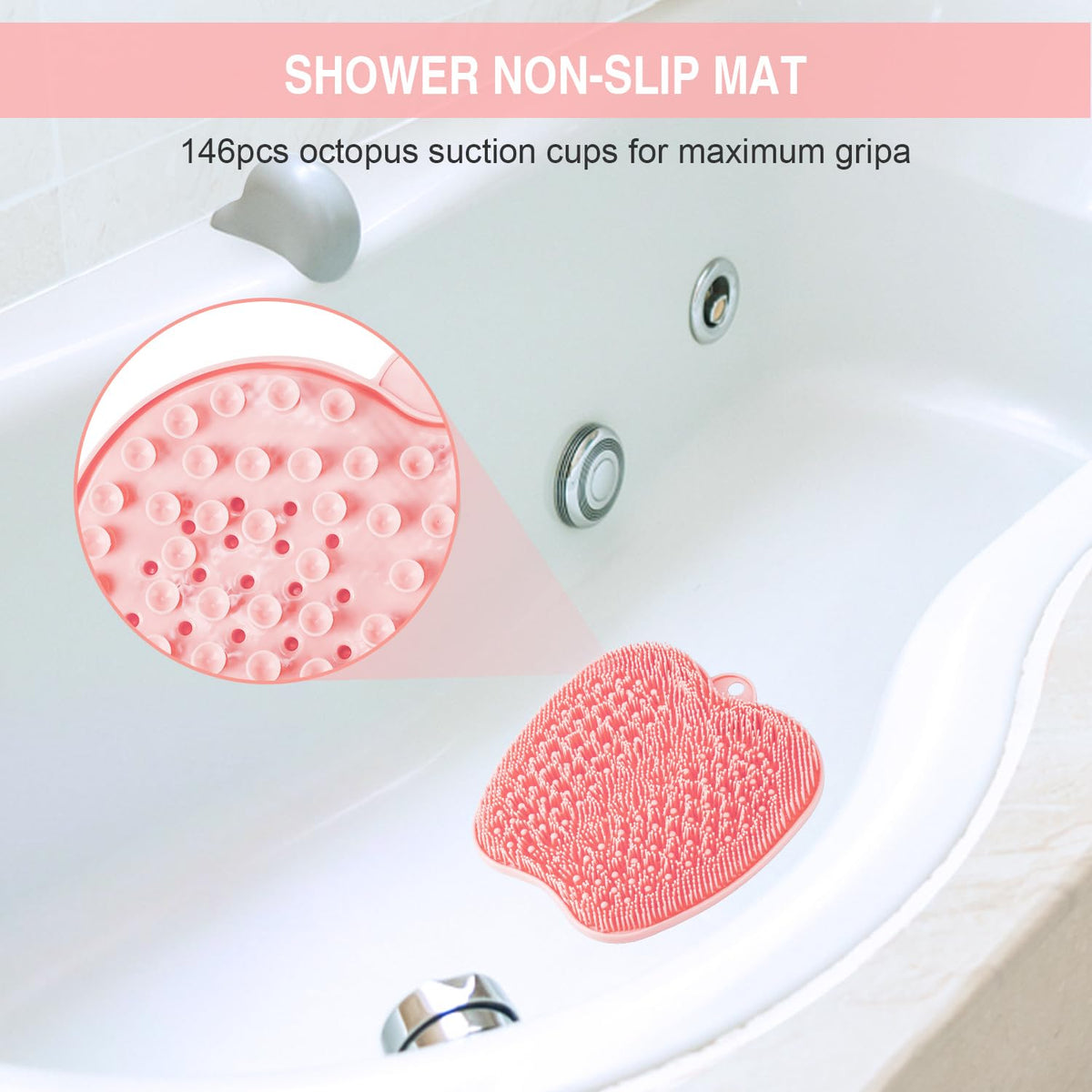 BESKAR XL Shower Foot Scrubber Mat demonstrating non-slip feature