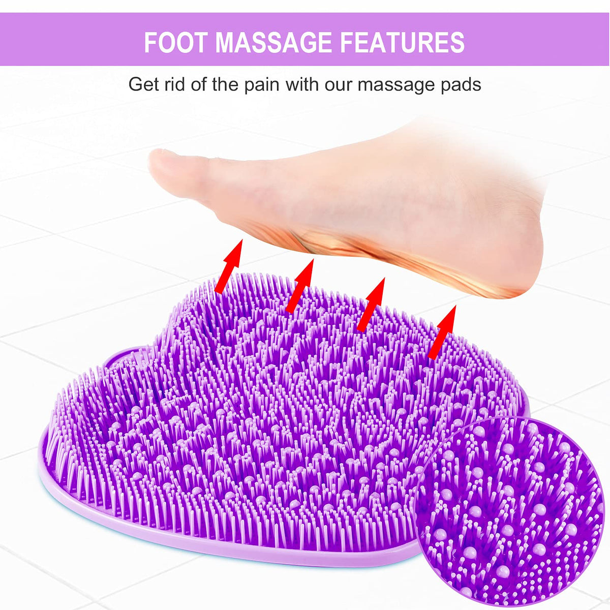 BESKAR XL Shower Foot Scrubber Mat in use with feet