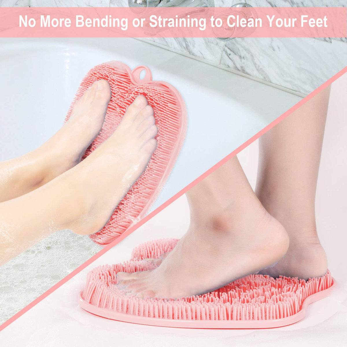 BESKAR XL Shower Foot Scrubber Mat showing flexible bristles