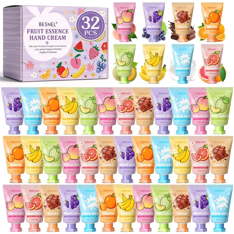 BESNEL 32 Pack Hand Cream Gift Set with various scents