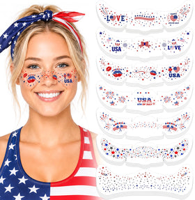 BESNEL 4th of July Glitter Freckles Face Tattoos 24PCS packaging