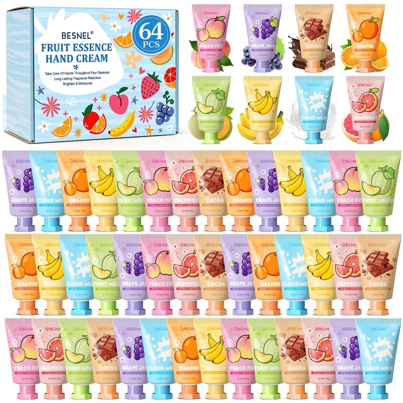 BESNEL 64 Pack Hand Cream Gift Set front view with assorted mini lotions