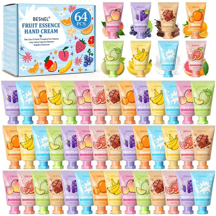 BESNEL 64 Pack Hand Cream Gift Set front view with assorted mini lotions