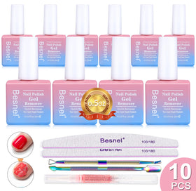 BESNEL Gel Nail Polish Remover 10 Pack with nail care tools