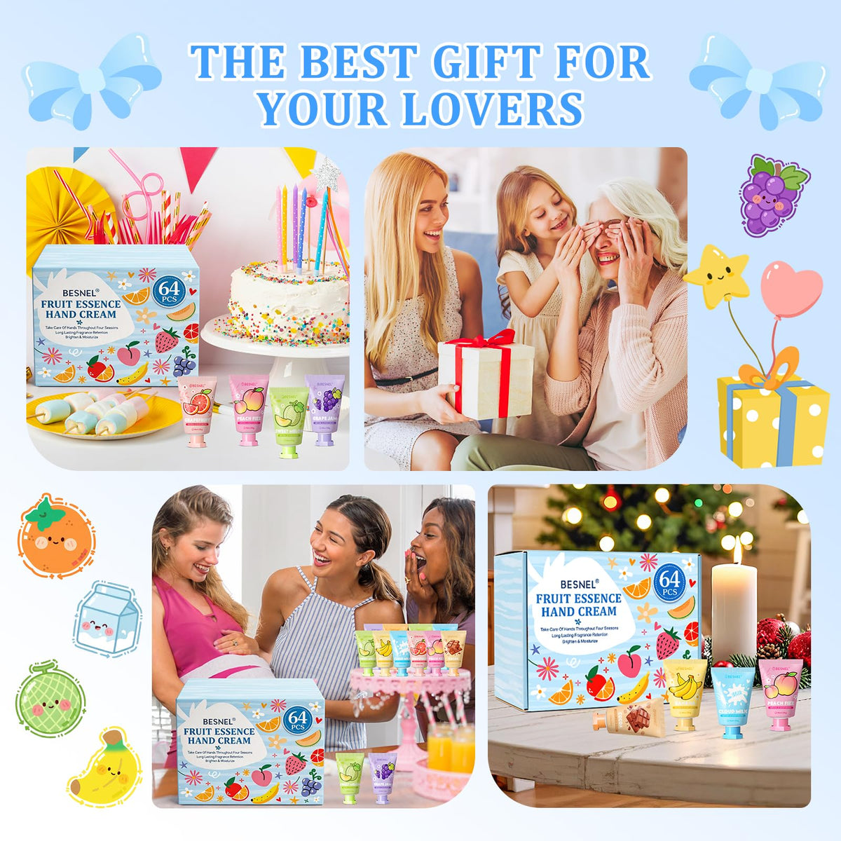 BESNEL hand cream gift set with all eight scents displayed