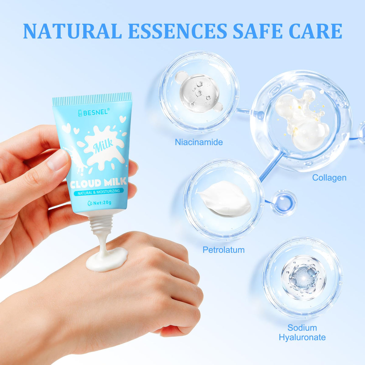 BESNEL hand cream mini lotions in various scents including chocolate and peach