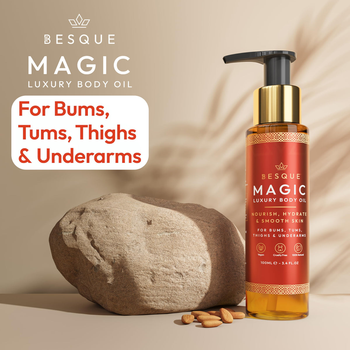 Besque Magic Body Oil 3.4 FL OZ bottle with cap