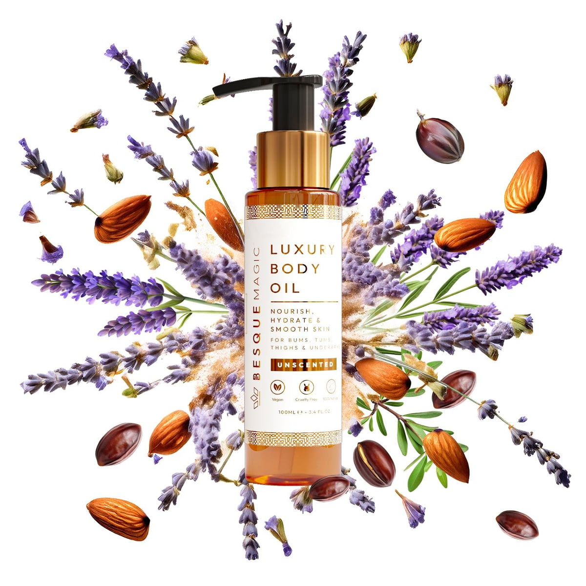 Besque Unscented Magic Body Oil bottle with label