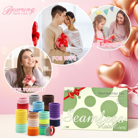 Bessrung hair ties in various colours including pink and blue