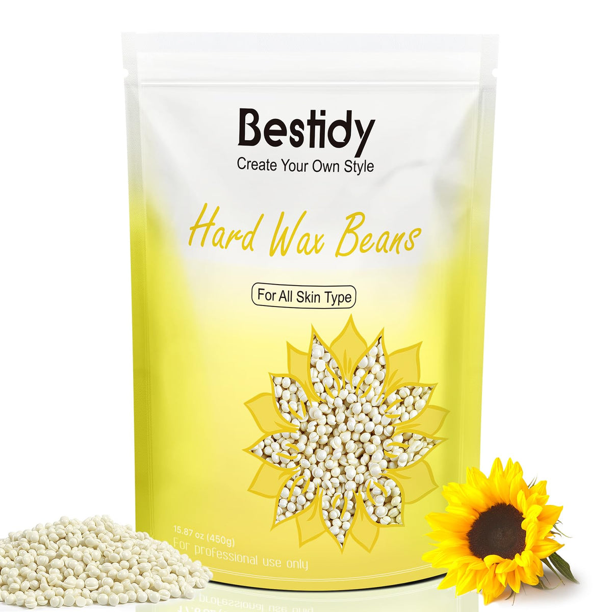 Bestidy Hard Wax Beads 500g milky white packaging front view