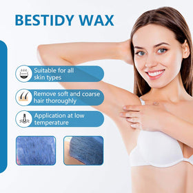 Bestidy Hard Wax Beads with waxing spatula and warmer