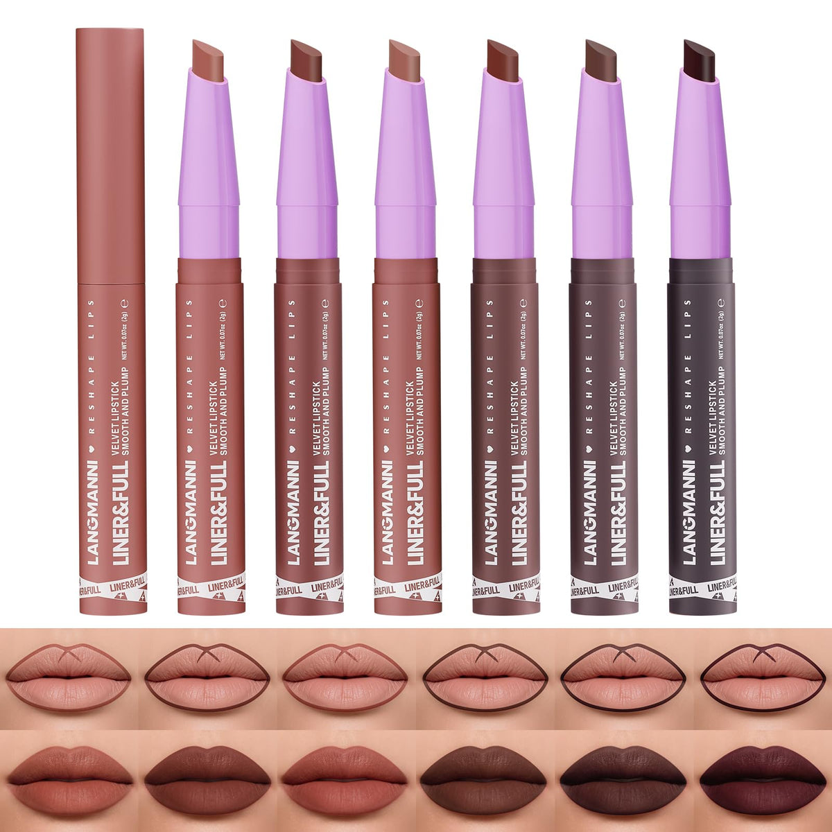 BestLand 2-in-1 Lipstick and Liner Set front view