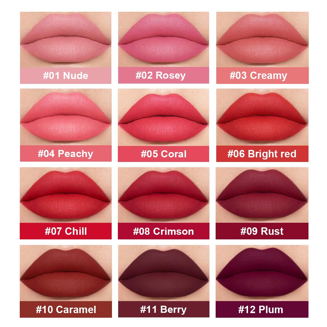 BestLand 6PCS Deep Red Liquid Lipstick Set with makeup tools