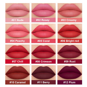 BestLand 6PCS Deep Red Liquid Lipstick Set with makeup tools