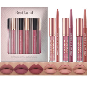 BestLand 6Pcs Matte Liquid Lipstick and Lip Liner Set packaging front view