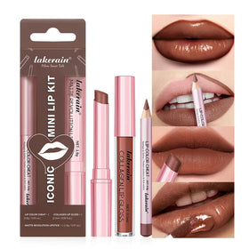 BestLand Lip Liner, Lipstick and Gloss Set in Nude Brown front view