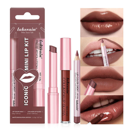 BestLand Lip Liner, Lipstick and Gloss Set in Soft Cocoa Rose front view